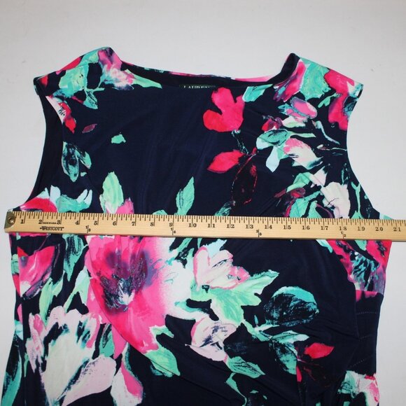 Lauren Ralph Lauren Dress NEW $164 Sz 20W Navy Multi Floral Spring Poly Dress - Picture 14 of 16